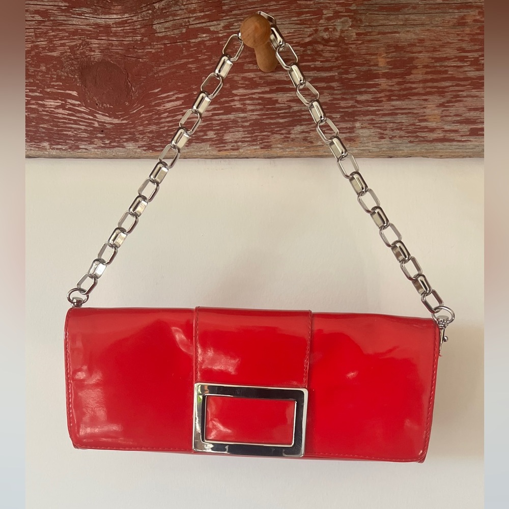 Alfani red patent leather clutch